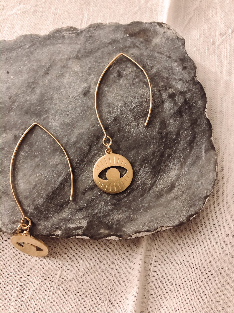 Gold Eye Earrings
