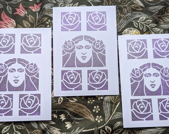 Letterpress notecards A6 Art Deco style, pack of 10