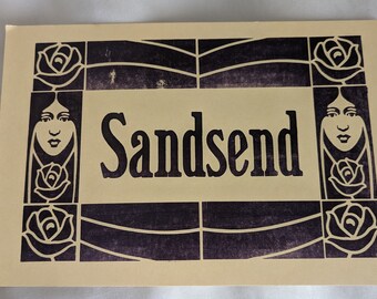 Sandsend letterpress print with art deco border