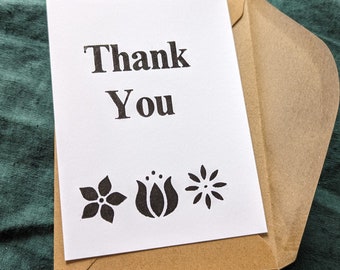 Thank you notecards, Letterpress, A6, pack of 5