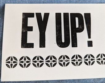 Letterpress notecards A6 EY UP!, pack of 10