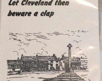 An old Yorkshire weather saying, Roseberry Topping, Cleveland. Letterpress print.