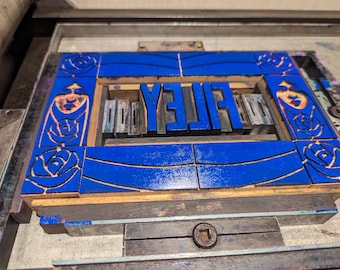 Filey letterpress print with art deco border