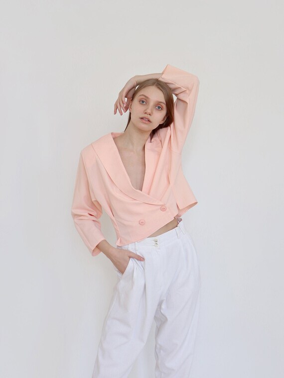 Vintage blazer / jacket Peachy pink pastels color