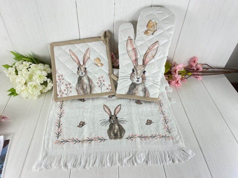 Ofenhandschuh Topflappen Handtuch Hase Bild 3