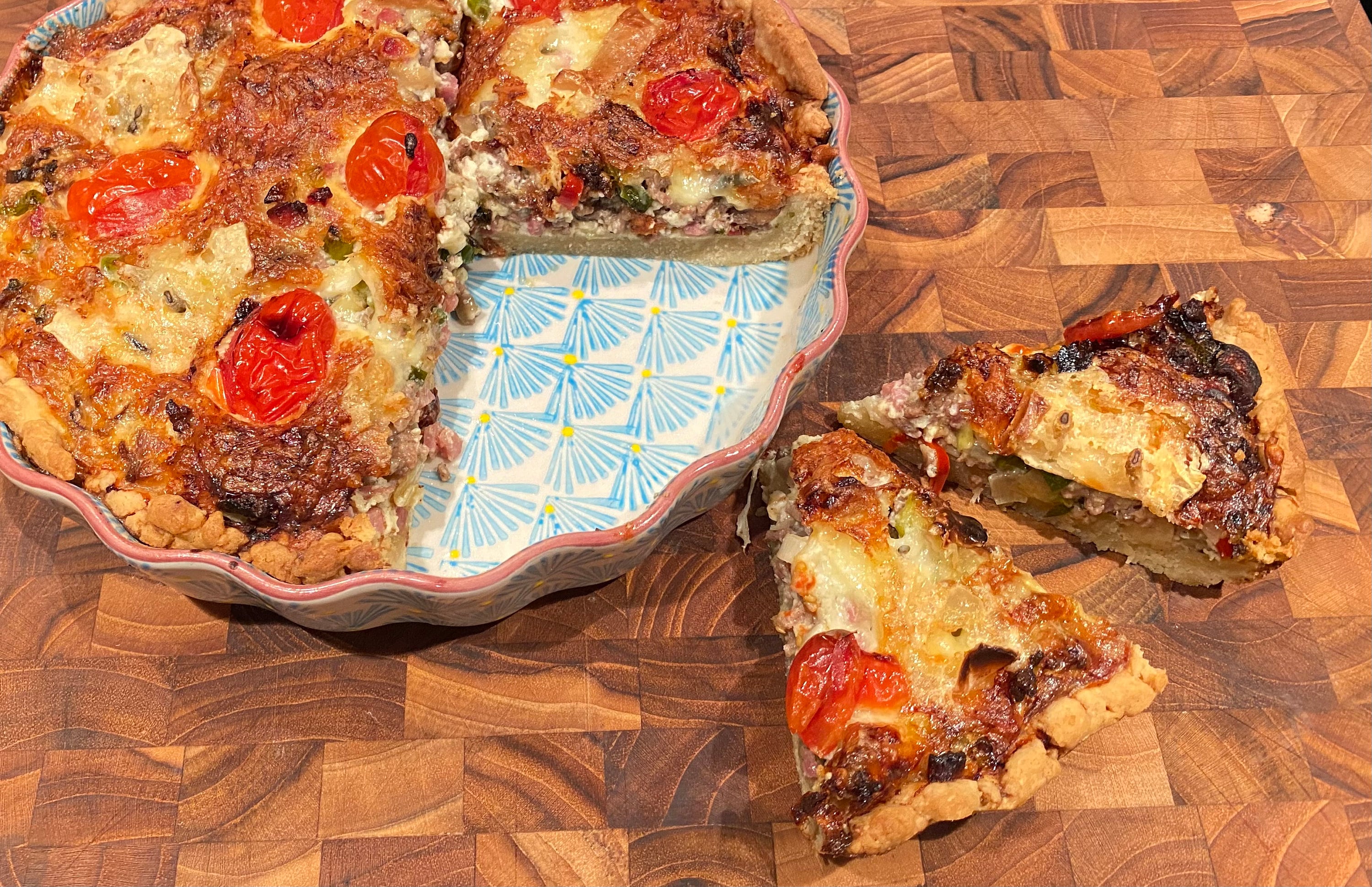 Quiche tin cake tin round 22 x4 cm hand stamped ovenproof baking tin