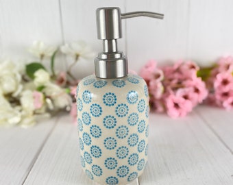 Soap Dispenser Hand Stamped Ceramic