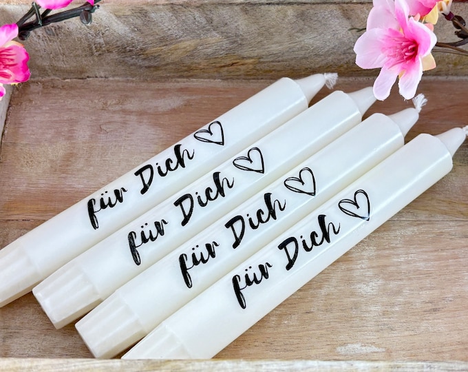 Candles labeled FOR YOU guest gift stick candle stearin saying