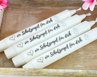 Candles labeled guardian angel guest gift stick candle stearin saying