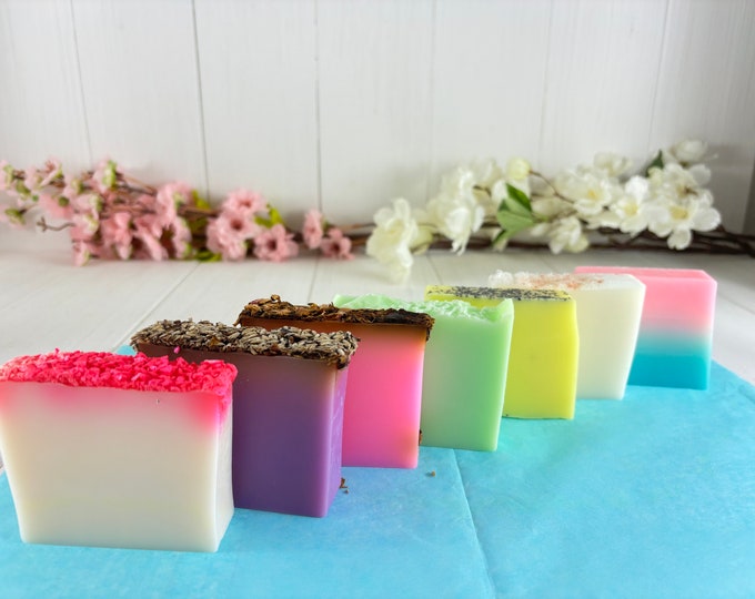 Handmade soaps vegan coconut, rose, Himalayan salt, baby powder, rosemary eucalyptus, lemon poppy, Cleopatra 100g