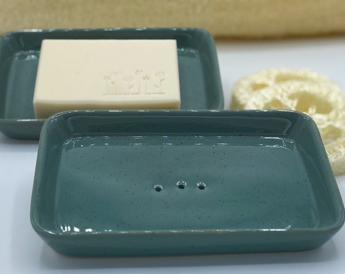 Soap dish ceramic petrol