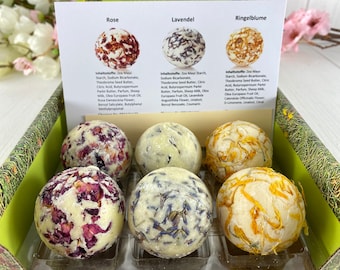 Badepraline Rose Zirbe Lavendel Ringelblume Lotus Minze Erdbeer Lemon Fruchtbärchen oder Weißer Tee aus Schafmilchn