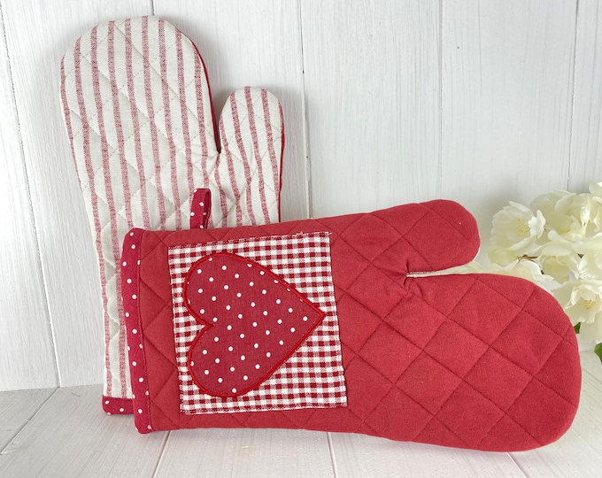 Oven glove heart red