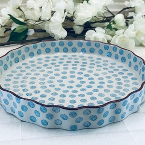 Quiche dish, cake dish, round, hand-stamped, 27 x 4 cm, baking dish, casserole dish, 22 x 4 cm