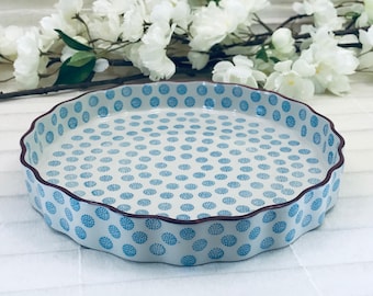 Quiche dish, cake dish, round, hand-stamped, 27 x 4 cm, baking dish, casserole dish, 22 x 4 cm