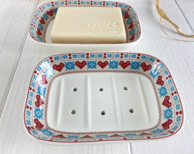 Soap dish ceramic hearts