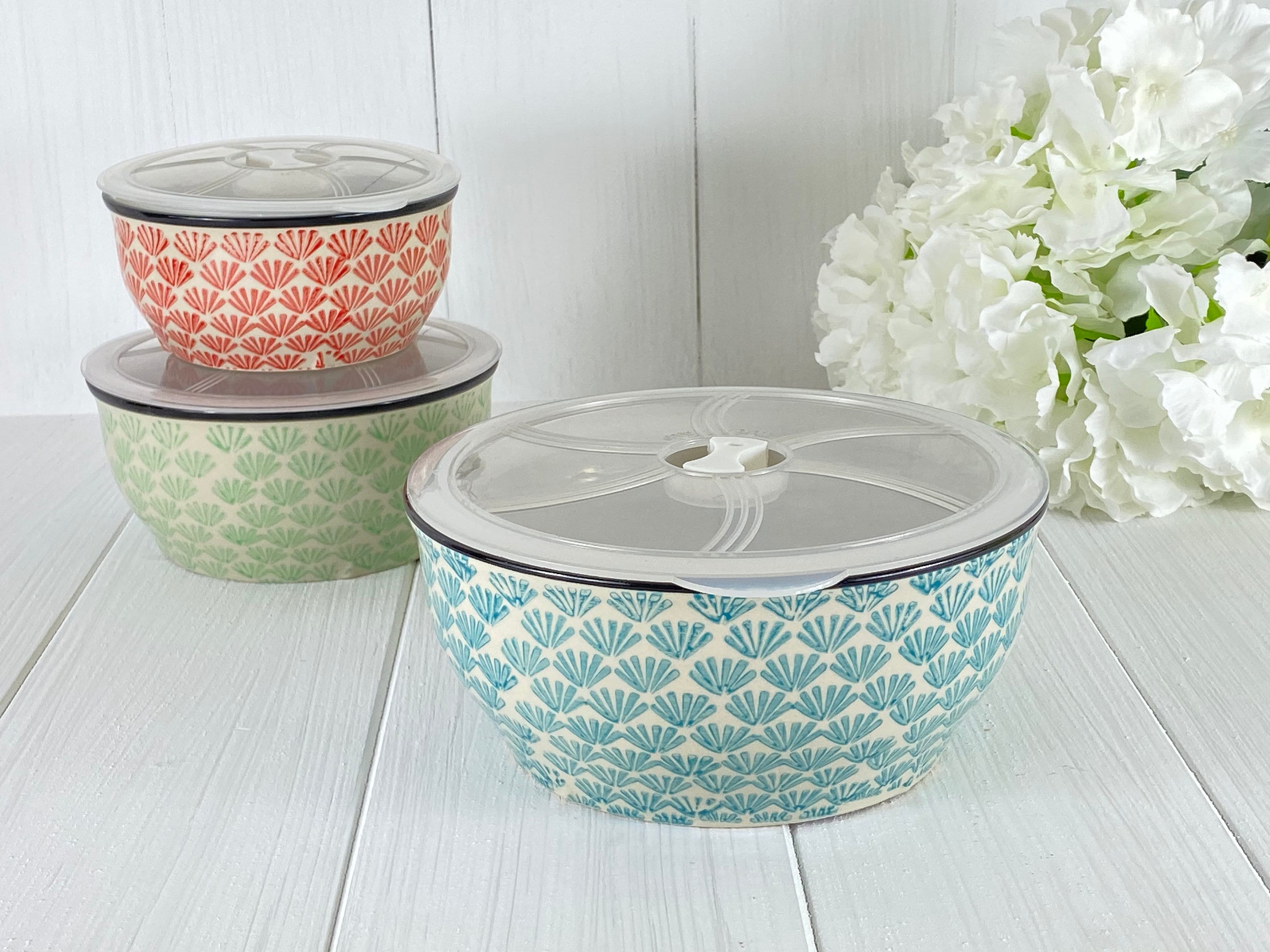 Salatschüssel Keramik Handgestempelt mit Deckel Etsy.de