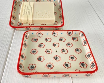 Soap dish ceramic hand stamped