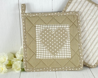 Potholder Heart Beige