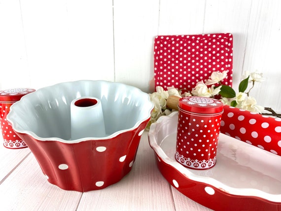 Ciambellone, teglia in ceramica in rosso XL -  Italia