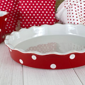 Quiche pan cake pan baking pan red with white dots XL