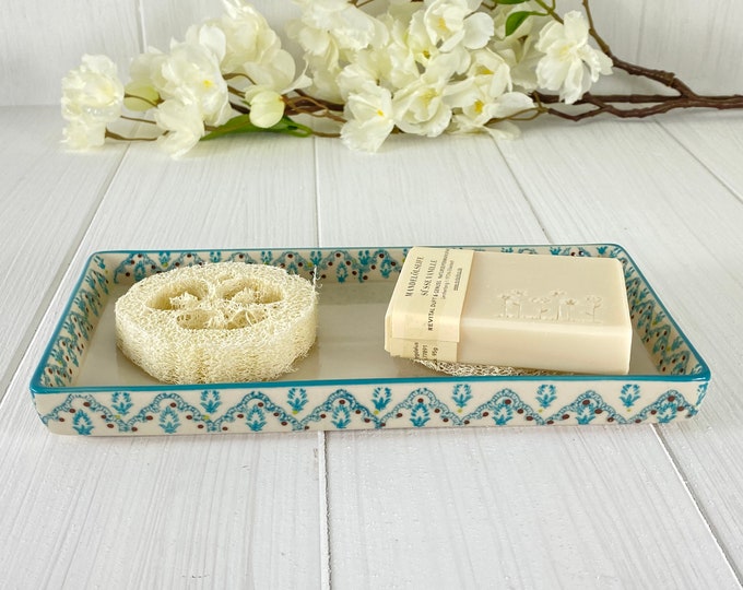 Soap Tray Ceramic Hand Stamped