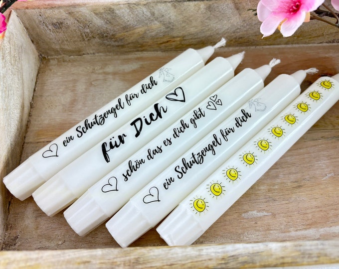 Candles labeled best mom in the world Me TIME happiness guardian angel guest gift stick candle stearin saying