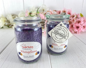 Scented candle winter plum in a mason jar burning time 24 hours 9x 5 cm plum almond spices and cinnamon