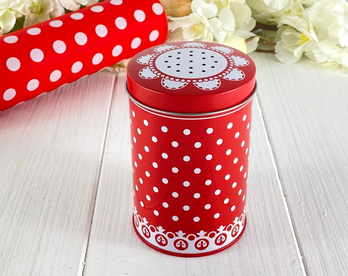 Sugar shaker red with white dots
