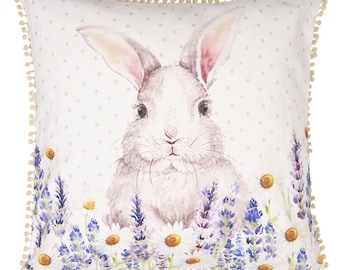 Cushion cover bunny flowers 40 x 40 cm
