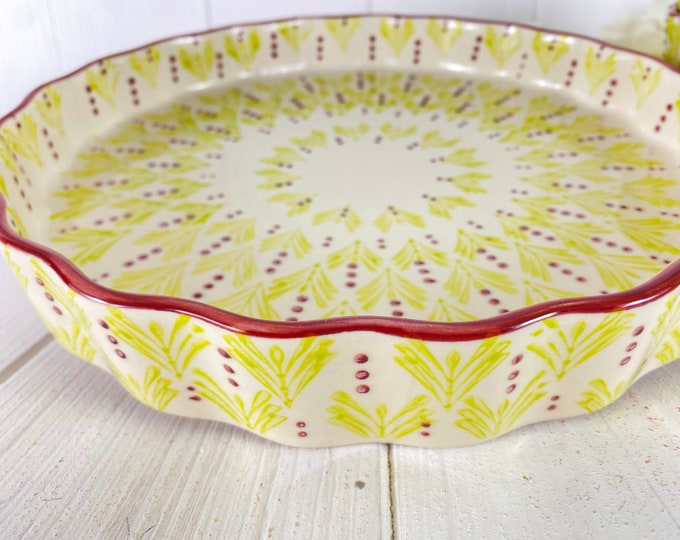 Quiche mold cake mold round hand-stamped 27 x 4 cm baking mold casserole dish yellow 22x 4 cm