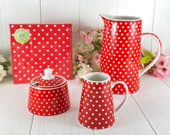 Jug red with white dots