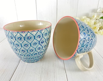 Cup XL Hand Stamped Blue