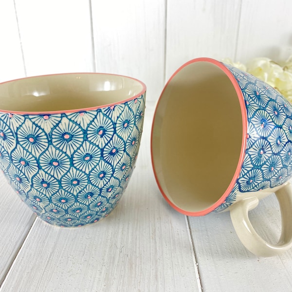 Tasse XL Handgestempelt Blau