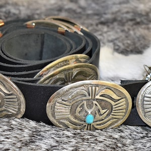 Genuine Navajo Sand Cast Concho Belt