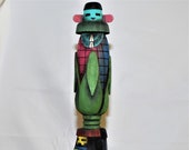 Traditional Museum Quality Double Sided Hopi Triple Katsina Made by Malcolm Cheromiah