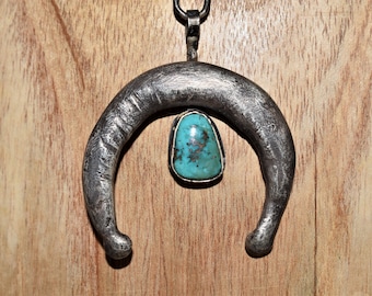 Pure Recycled Silver and Turquoise Handmade Chain Laguna Naja Necklace and Pendant/Made by Dyaami Lewis