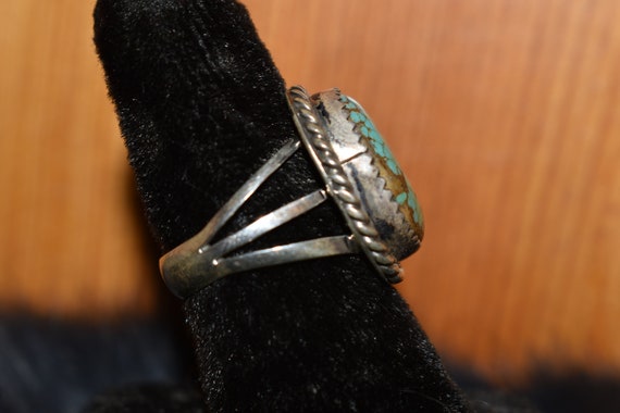 Vintage Sterling Silver #8 Turquoise Ring/Size 8 - image 2