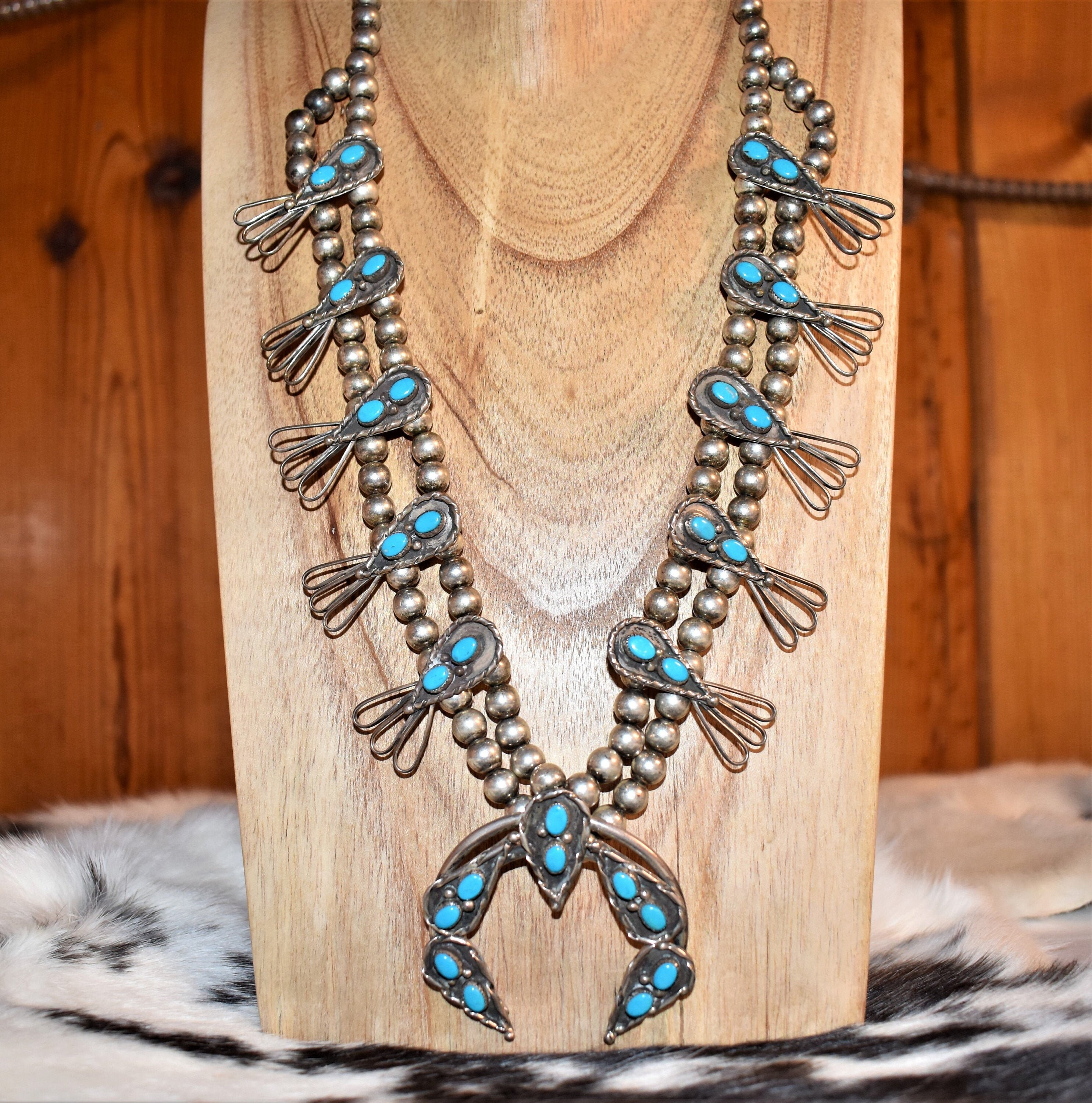 Vintage 70's Navajo Bisbee Turquoise and Sterling Silver
