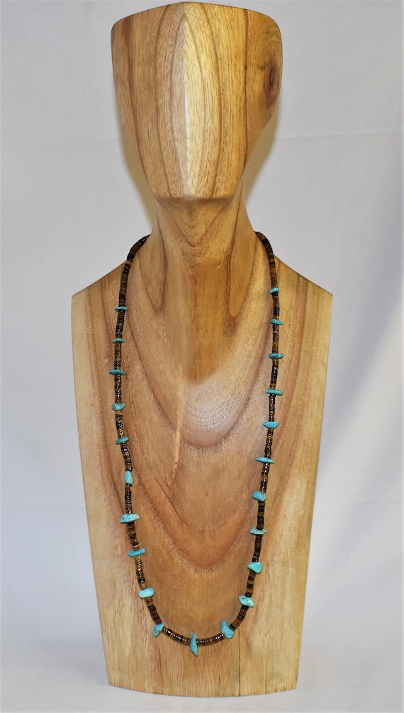 Turquoise and Heishi Shell Necklace