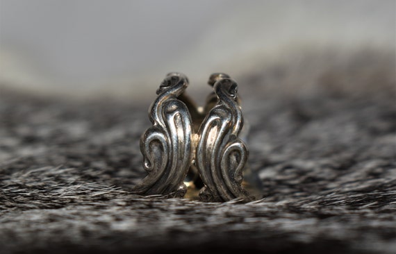 Vintage Sterling Silver Modernist Ring/Size 8 - image 5