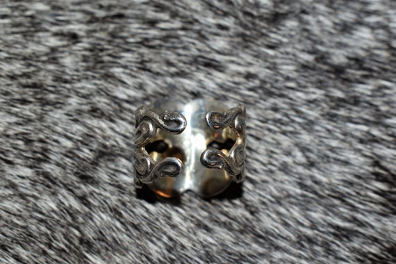 Vintage Sterling Silver Modernist Ring/Size 8 - image 4