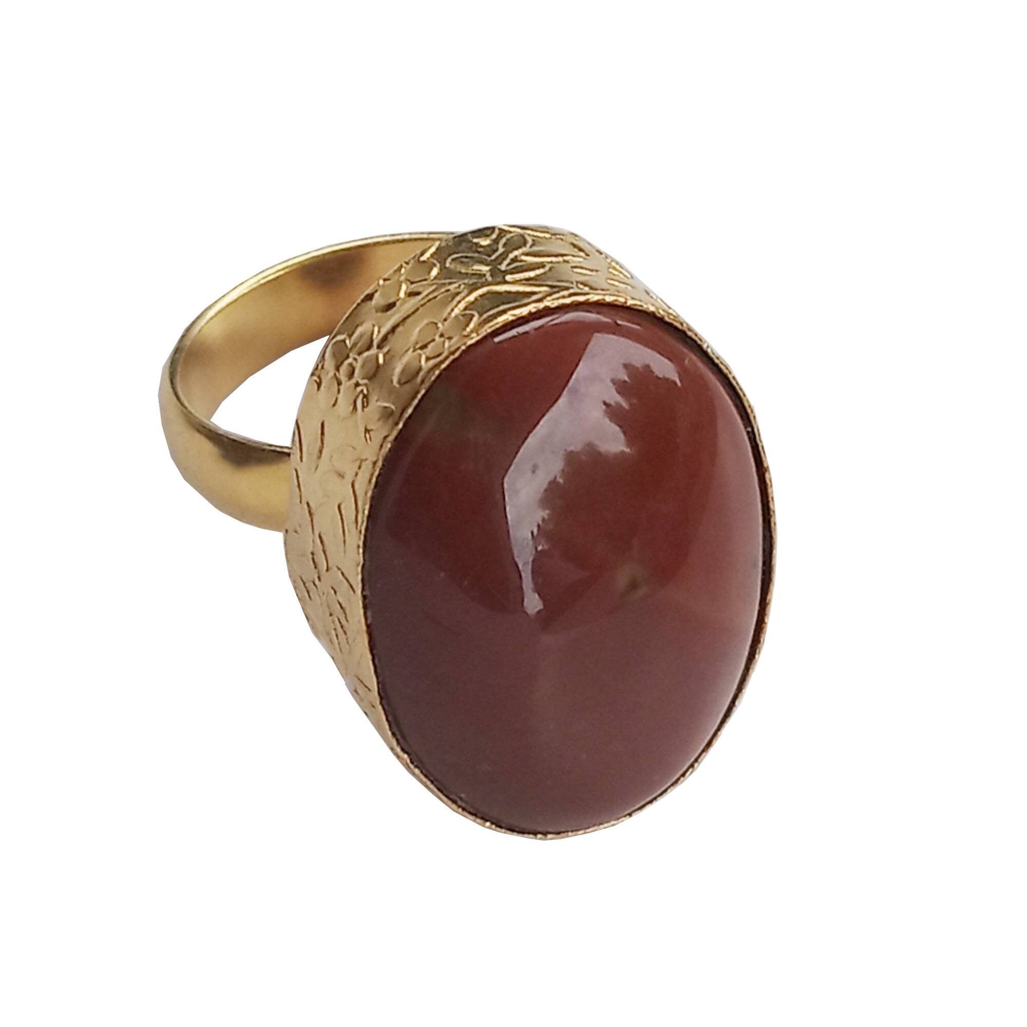 Red Agate Ring Gold Vermeil Ring Gemstone Ring Statement Etsy