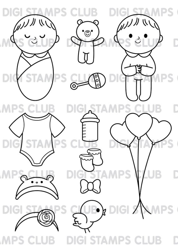 Newborn Baby Boy Newborn Baby Girl Black And White Clip Art Etsy