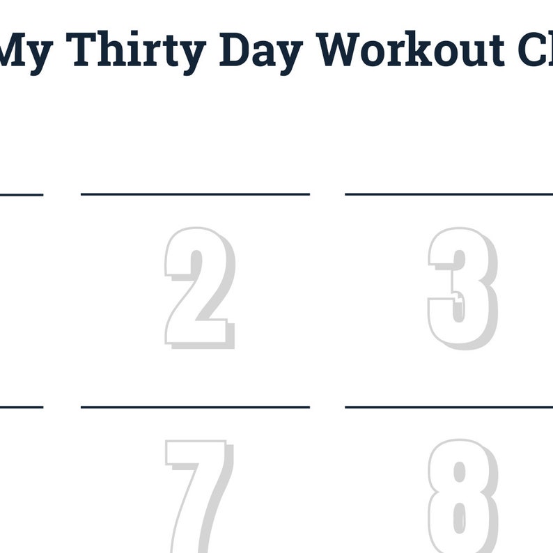 30 Day Workout Challenge Printable Exercise Tracker, Track Any 30 Day ...