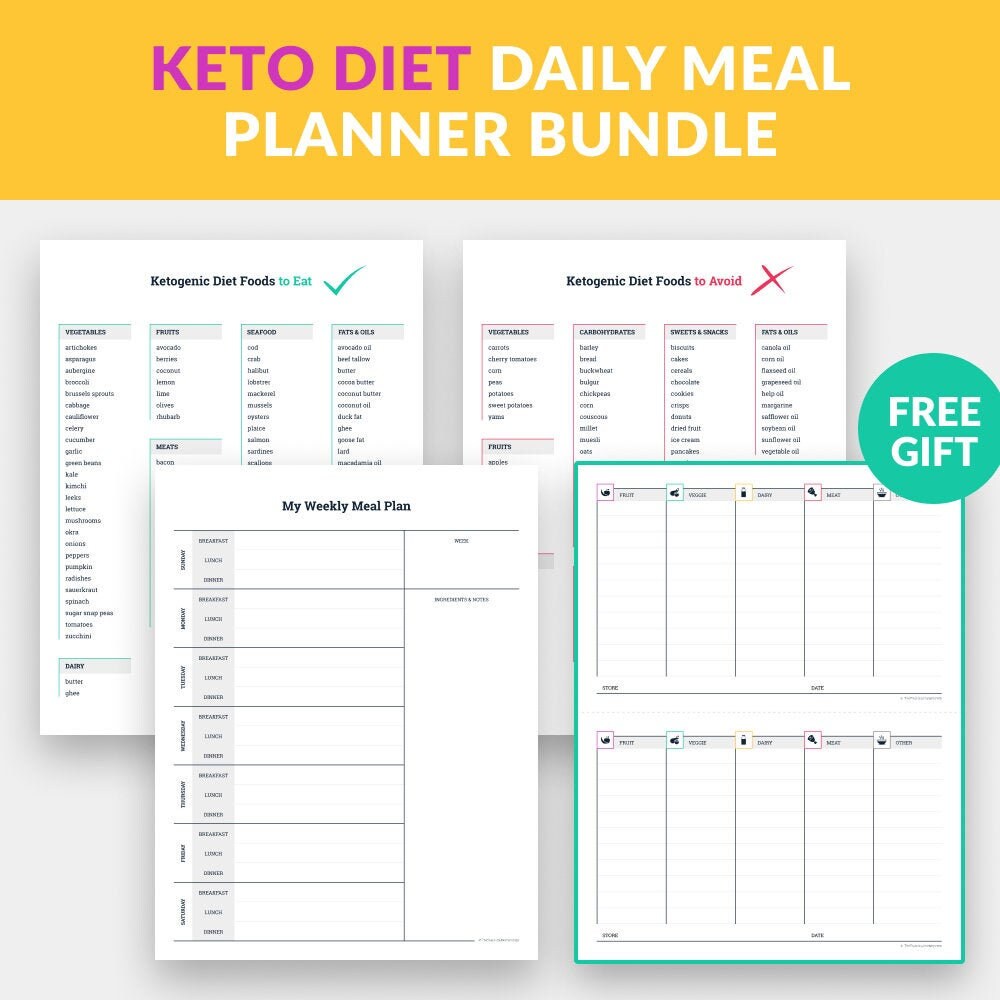 keto diet daily meal planner bundle free grocery list etsy ireland