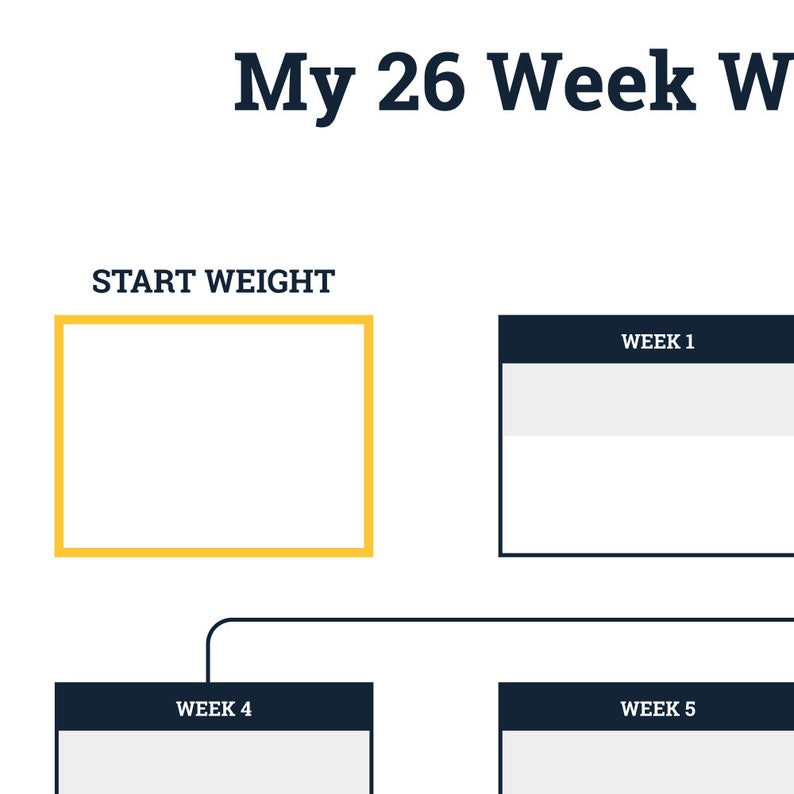 Printable 26 Week Weight Loss Tracker, 6 Month Weight Loss Journal