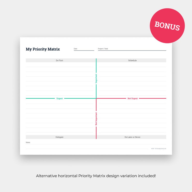 Printable Priority Matrix Productivity Planner Eisenhower Etsy