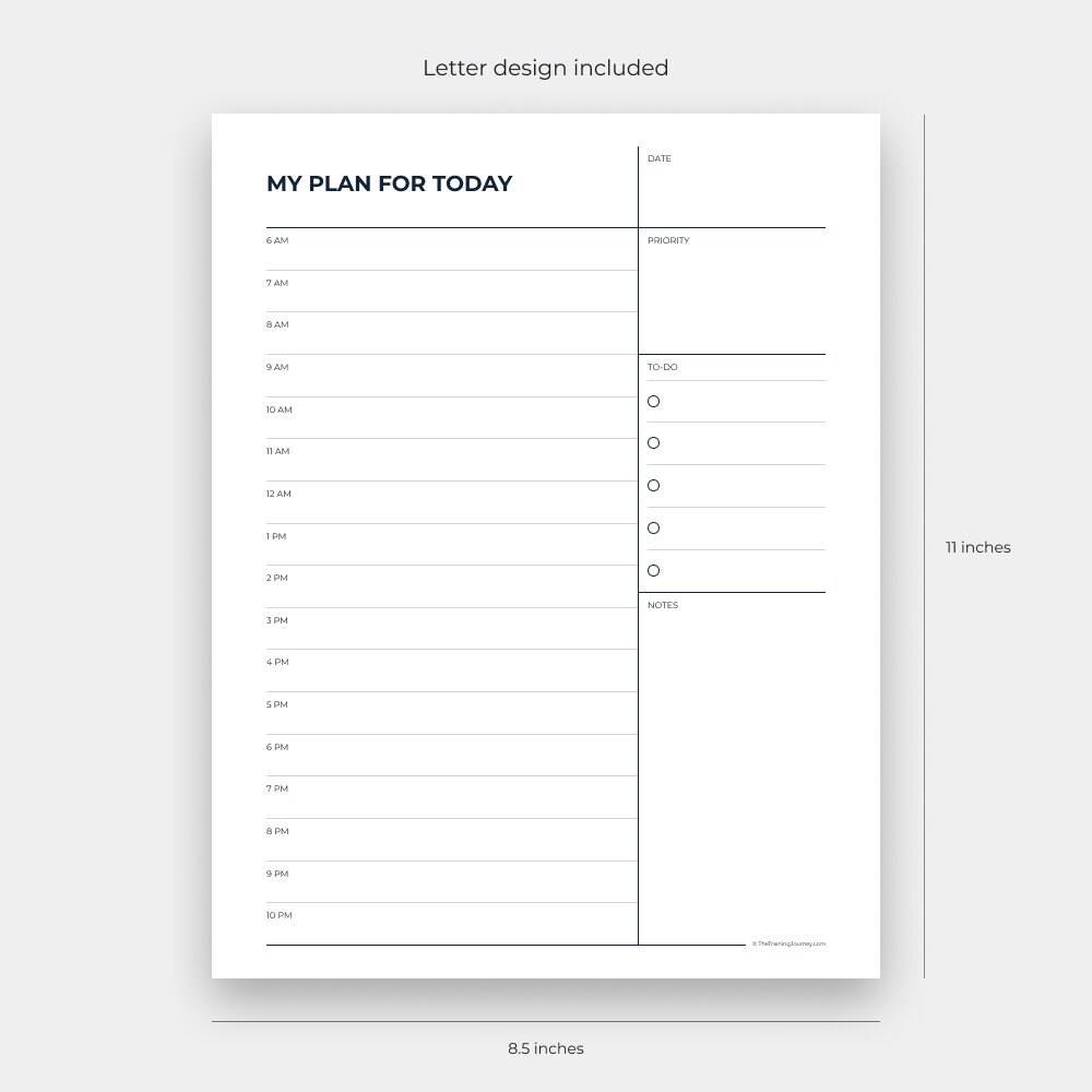 Minimalist Daily Planner Printable Insert, Digital Productivity Planner ...