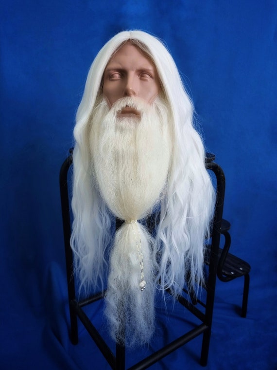 White Santa Beard and Wig Mens Wizard White Hair White Santa Beard and Wig Mens Wizard White Hair